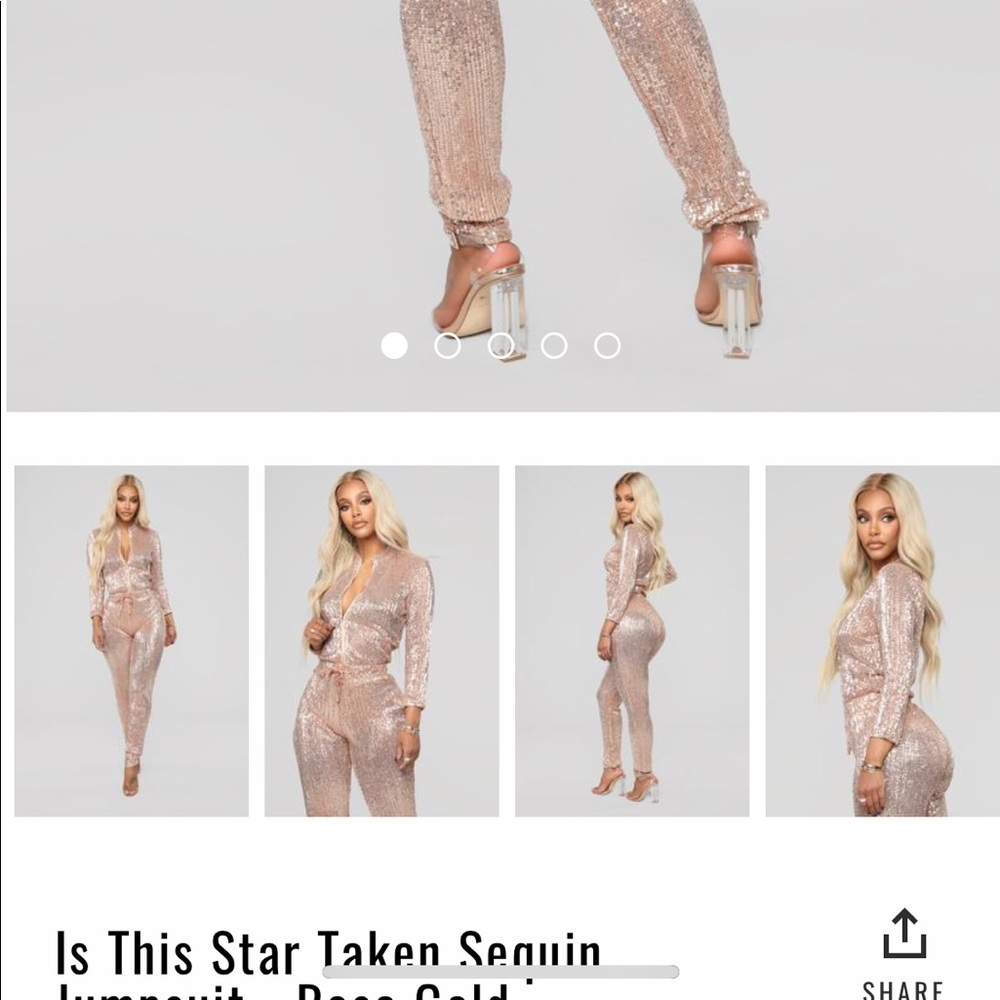 Rose gold sequin jump suit